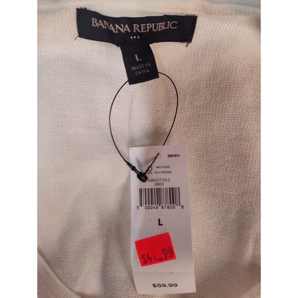 Banana Republic Factory V-neck Light Weight Pullover Sweater Cream Beige Large - Picture 3 of 7